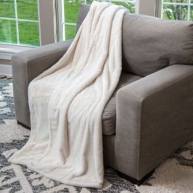 HGTV Super Luxe Faux Fur Throw Blanket Snowbound 50 x 70 inches