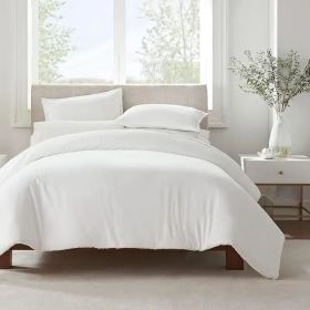 Serta Simply Clean Pleated Duvet cover Queen (Color: White, size: QUEEN)