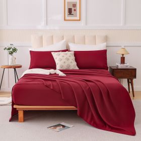 four-piece bed set, K (Color: wine red)