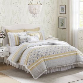 9 Piece Cotton Percale Comforter Set (Color: as Pic)