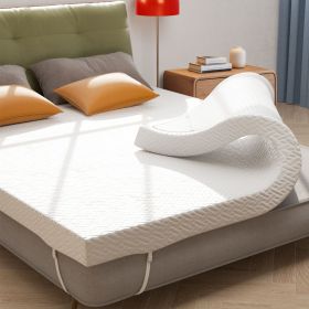 The memory foam mattress is covered with skin-friendly nano ice silk (Color: White, size: FULL)